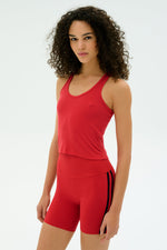 Splits59 Ashby Ribbed Crop Tank-Pirate Red