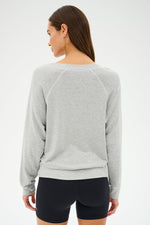 Splits59 Bennie Fleece V Neck Sweatshirt-Heather Grey/White