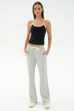 Splits59 Raven Fleece Full Length Sweatpants- Heather Grey/White
