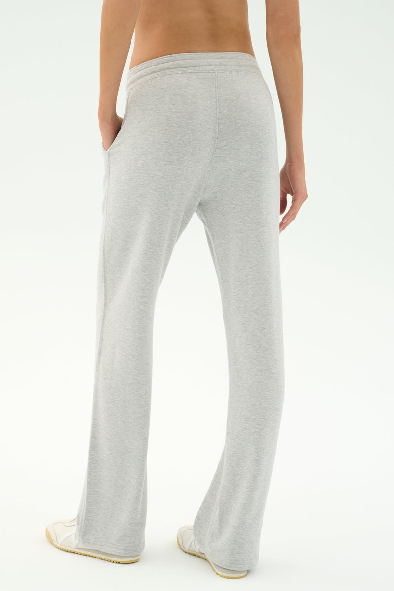 Splits59 Raven Fleece Full Length Sweatpants- Heather Grey/White