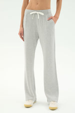 Splits59 Raven Fleece Full Length Sweatpants- Heather Grey/White