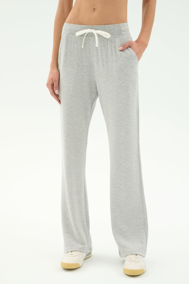 Splits59 Raven Fleece Full Length Sweatpants- Heather Grey/White