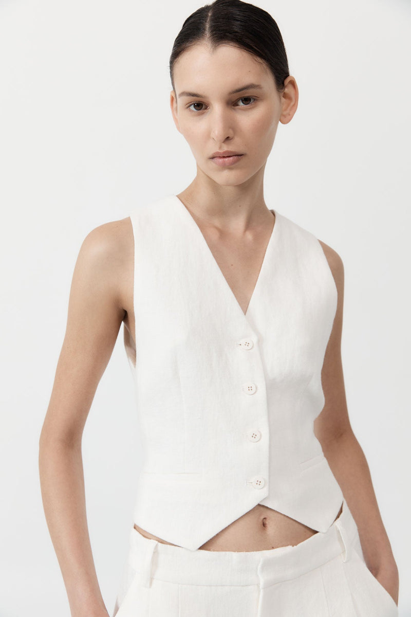 St. Agni Tailored Linen Vest