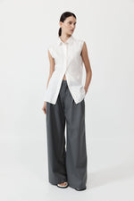 Cotton Belted Sleeveless Shirt