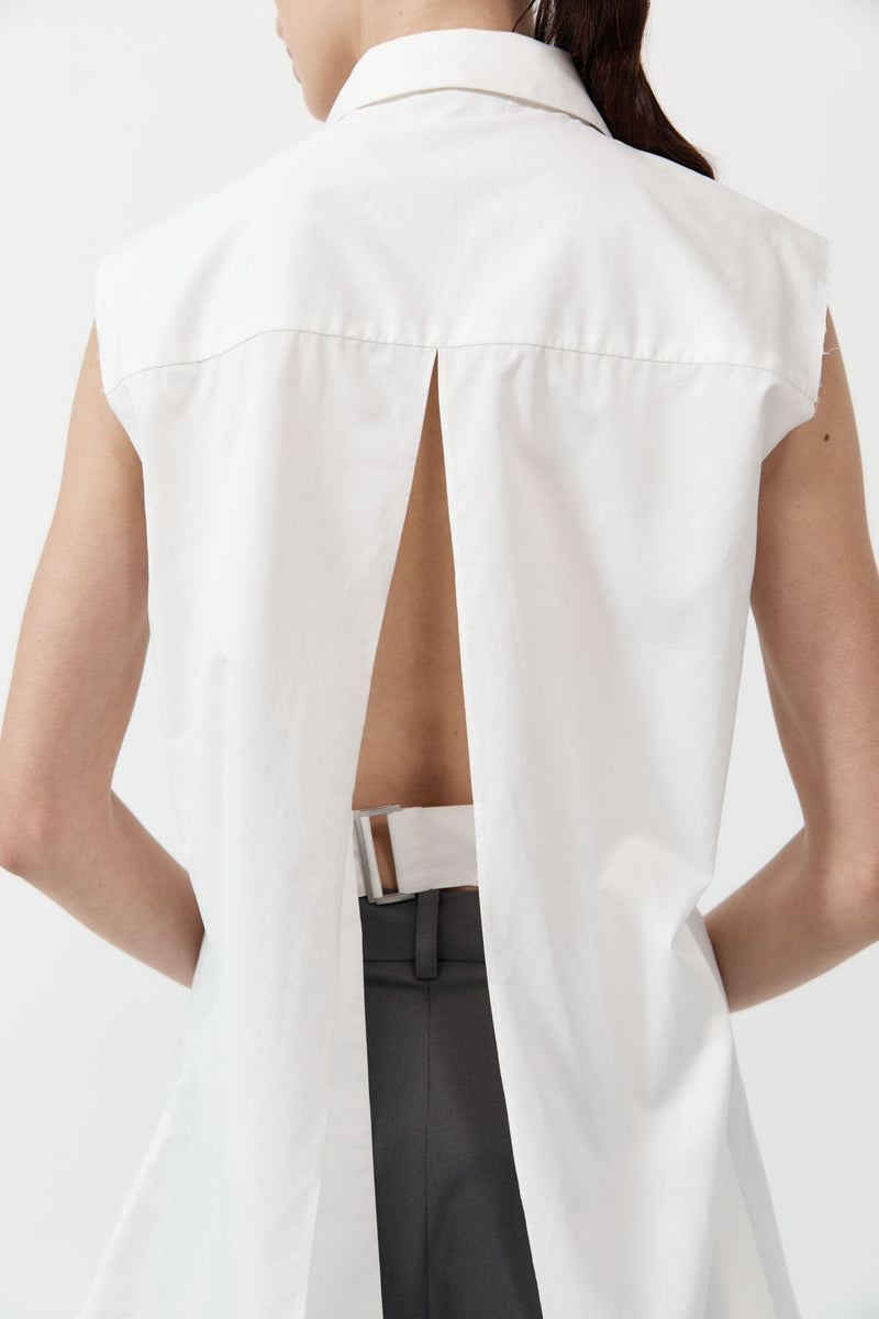 Cotton Belted Sleeveless Shirt