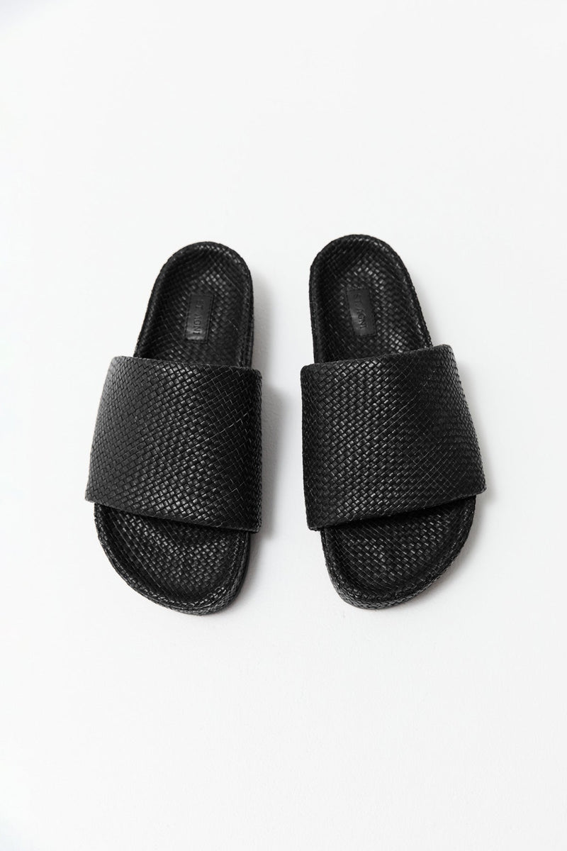 St. Agni Woven Everyday Flatform Slide-Black