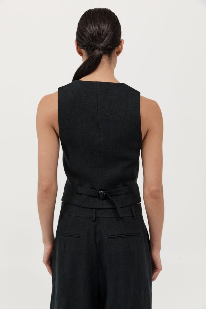 St. Agni Tailored Linen Vest