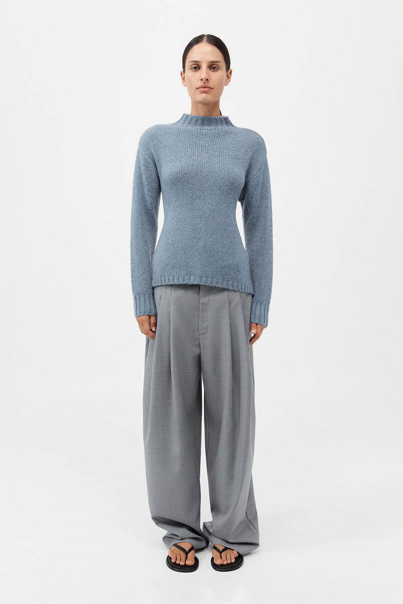 St. Agni Wool Cashmere Blend Tie Back Jumper - Soft Blue
