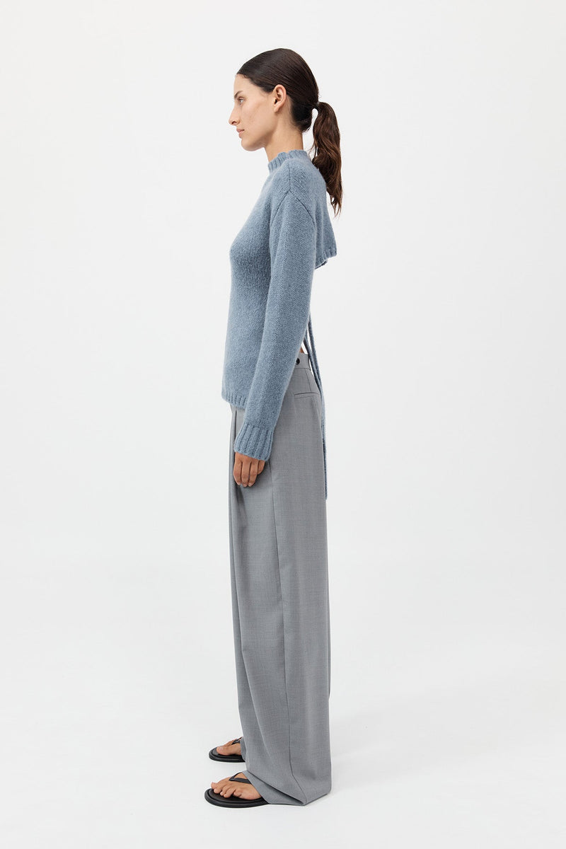 St. Agni Wool Cashmere Blend Tie Back Jumper - Soft Blue