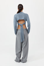 St. Agni Wool Cashmere Blend Tie Back Jumper - Soft Blue
