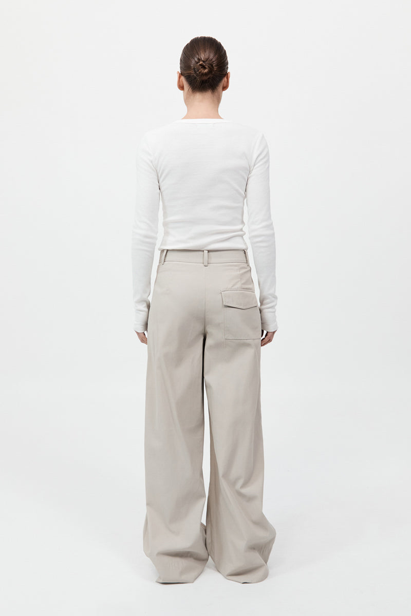 St.Agni Utility Pleat Pants-Creme