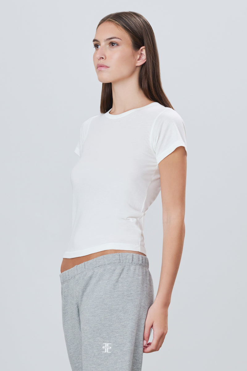 Eterne Fitted Crewneck Short Sleeve Shirt-Ivory