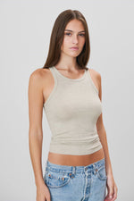 Eterne High Neck Fitted Tank-Heather Oatmeal