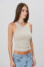 Eterne High Neck Fitted Tank-Heather Oatmeal