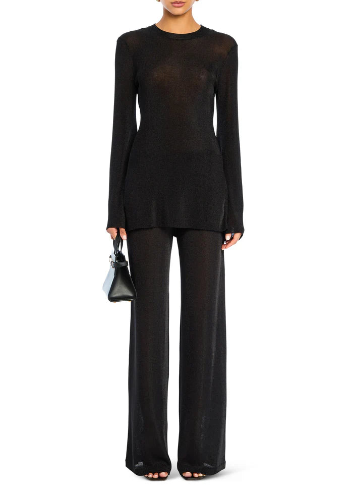 SER.O.YA Ines Metallic Knit Top-Black