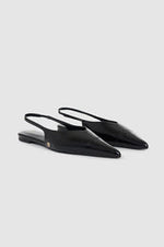 ANINE BING Elena Slingback Flats- High Shine Black