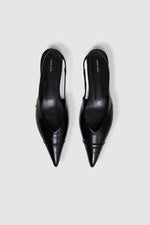 ANINE BING Elena Slingback Flats- High Shine Black