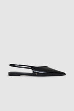 ANINE BING Elena Slingback Flats- High Shine Black