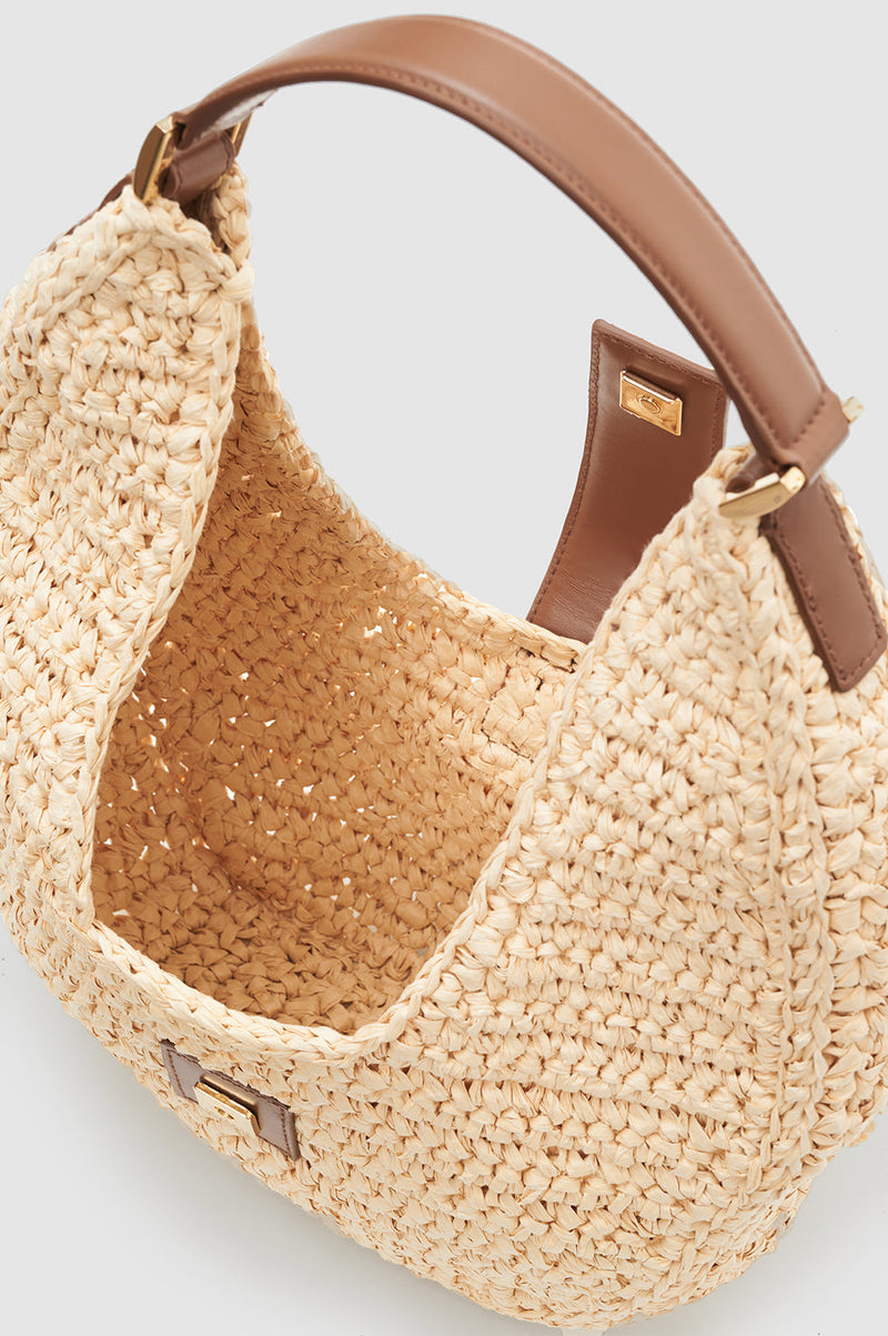 Anine Bing Lou Bag Monogram- Natural with Cognac