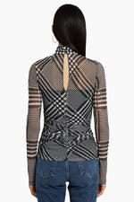 Long Sleeve Dominique Top in Printed Mesh