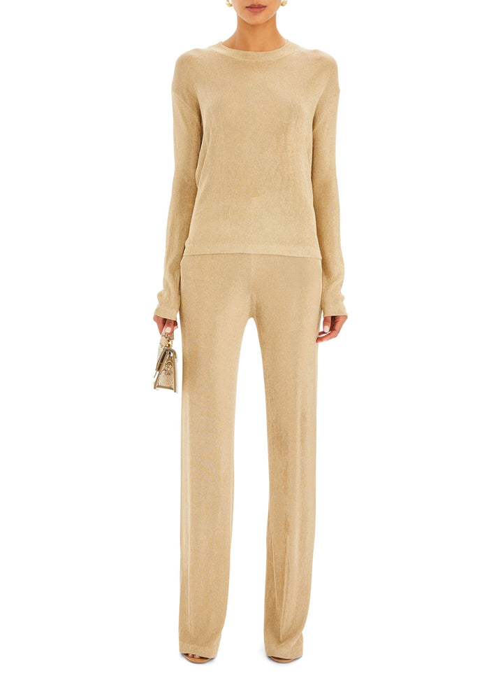 SER.O.YA Sheldon Metallic Knit Pant-Gold