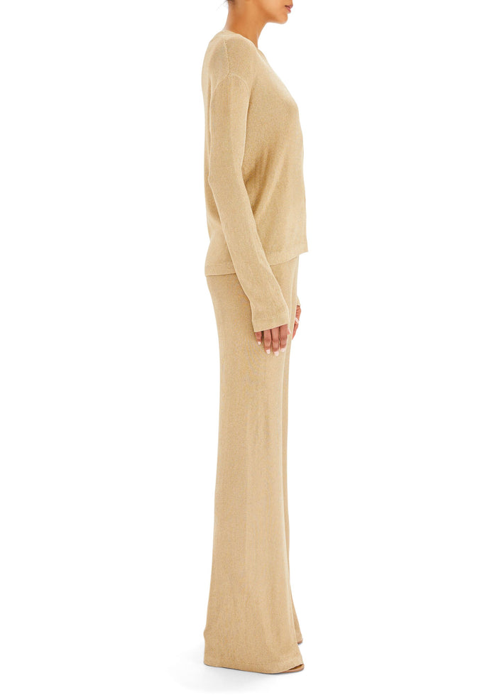 SER.O.YA Sheldon Metallic Knit Pant-Gold