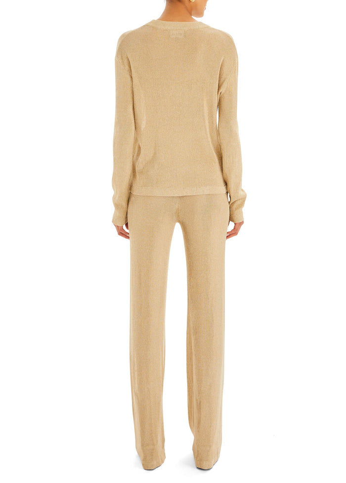 SER.O.YA Sheldon Metallic Knit Pant-Gold