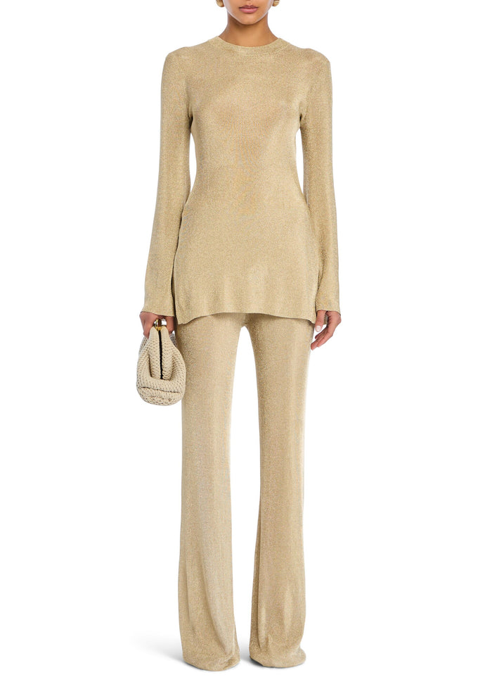 SER.O.YA Ines Metallic Knit Top-Gold