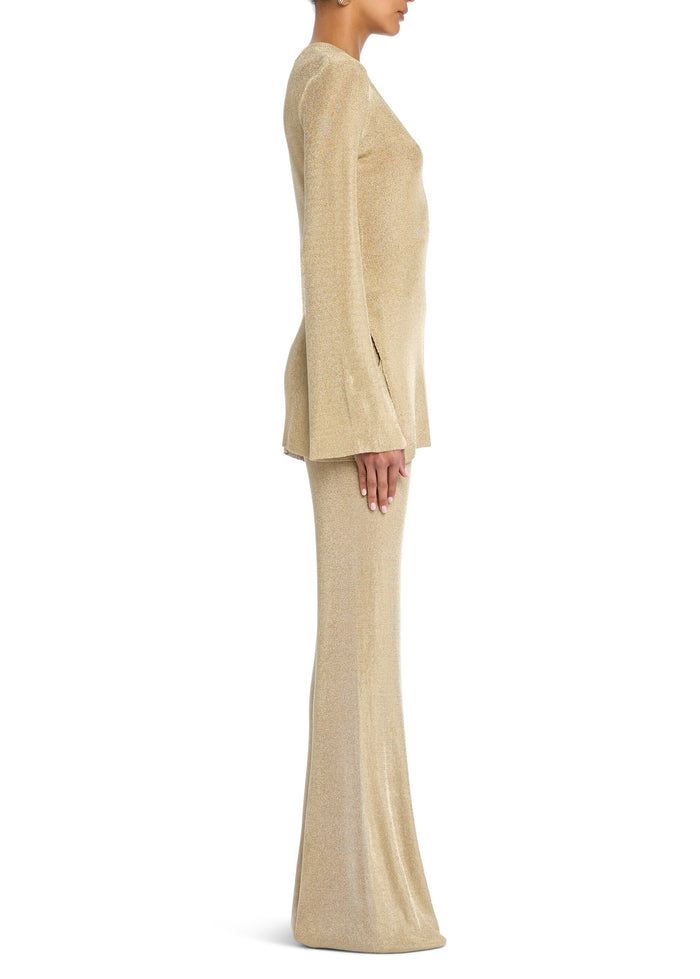 SER.O.YA Ines Metallic Knit Top-Gold