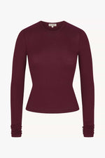 Eterne Fitted Crewneck Long Sleeve T-Shirt-Oxblood