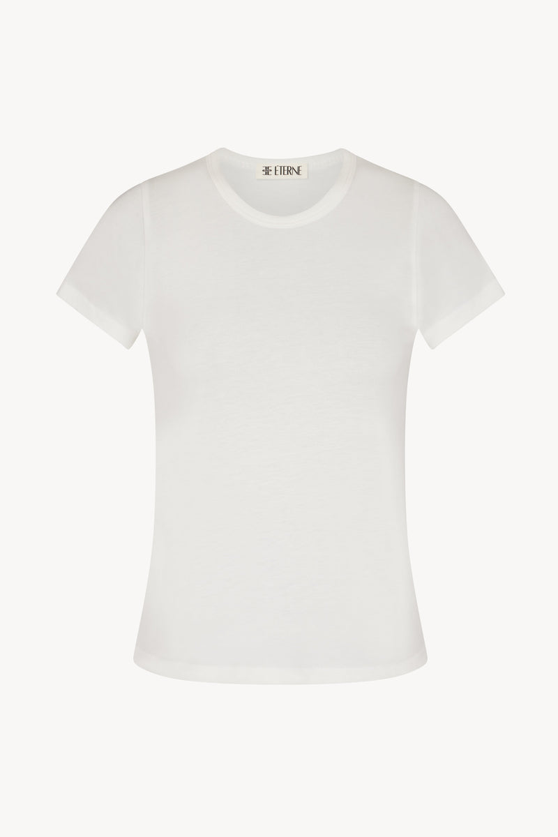 Eterne Fitted Crewneck Short Sleeve Shirt-Ivory