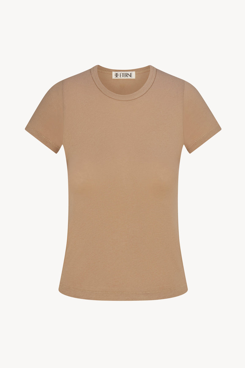 Éterne Fitted Crew Neck Short Sleeve-Taupe
