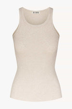 Eterne High Neck Fitted Tank-Heather Oatmeal