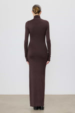 Eterne Long Sleeve Turtleneck Maxi Dress-Espresso