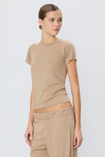 Éterne Fitted Crew Neck Short Sleeve-Taupe
