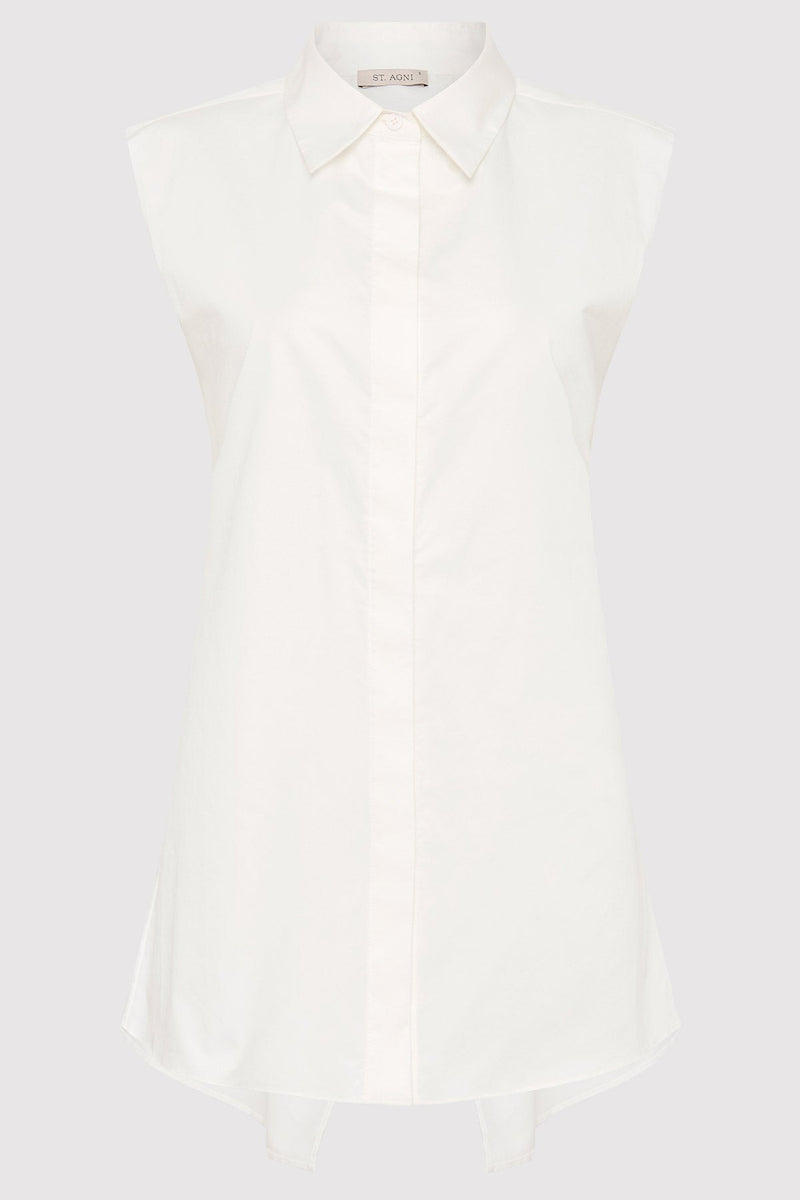 Cotton Belted Sleeveless Shirt