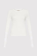 St. Agni Organic Cotton Soft Rib Long Sleeve Top - White