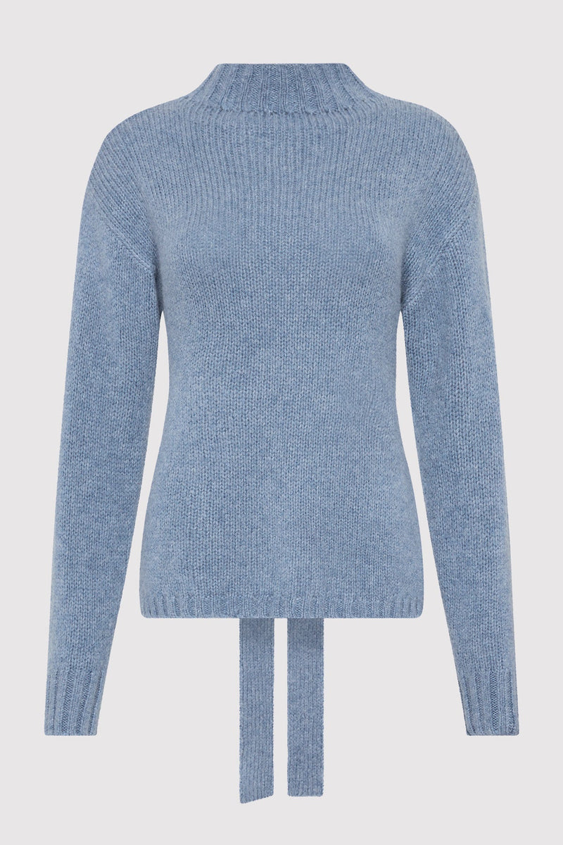 St. Agni Wool Cashmere Blend Tie Back Jumper - Soft Blue