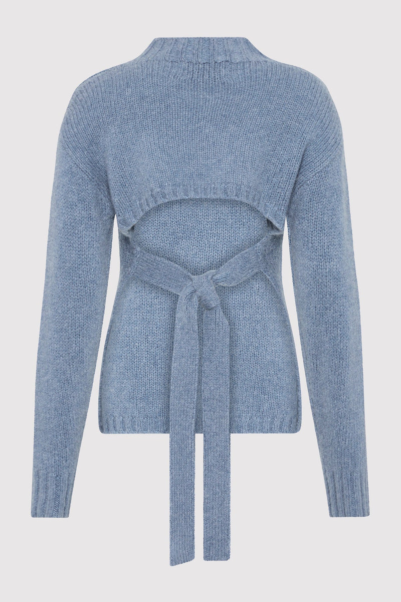 St. Agni Wool Cashmere Blend Tie Back Jumper - Soft Blue