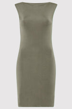 St. Agni Cupro Jersey Mini Dress - Smokey Olive