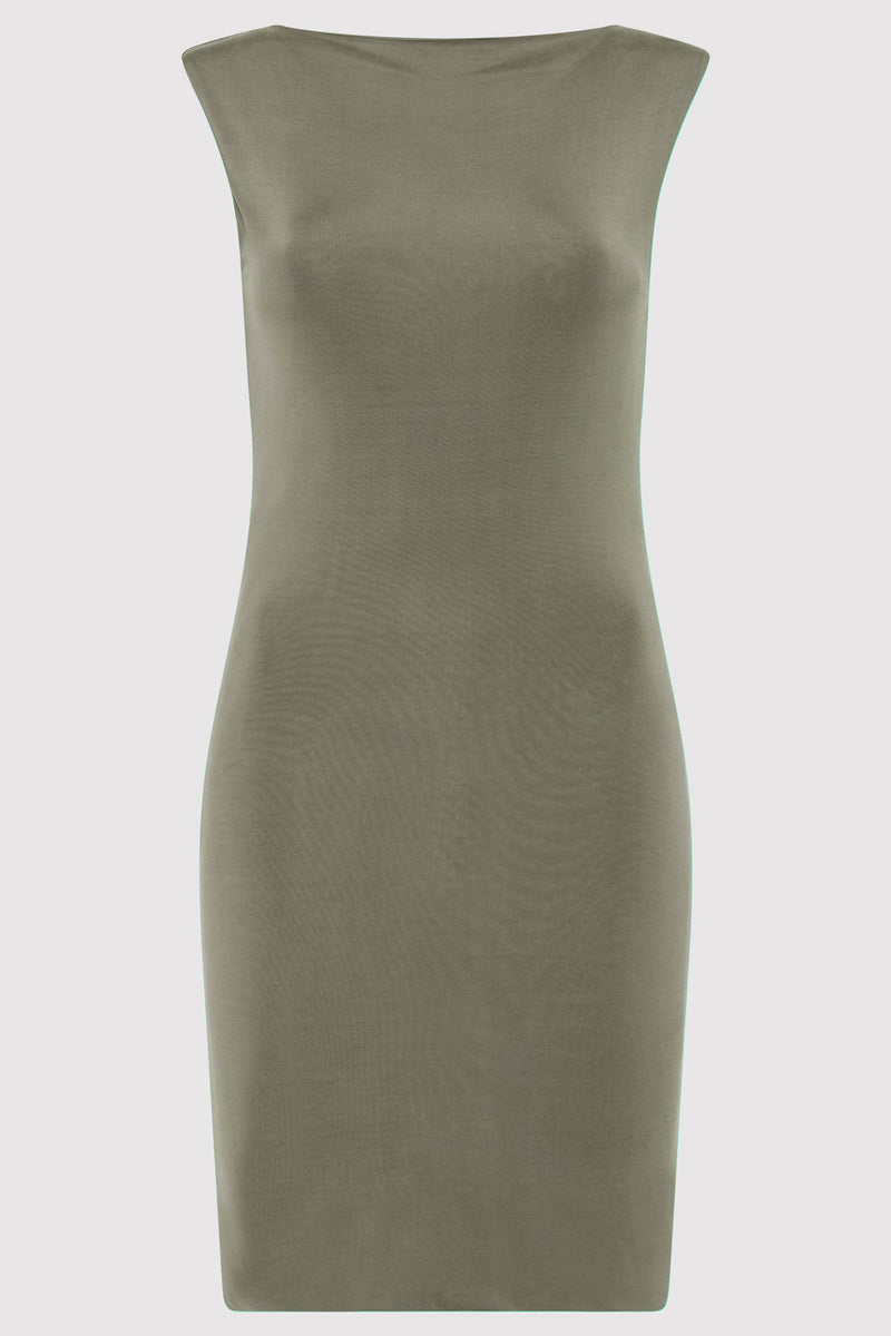 St. Agni Cupro Jersey Mini Dress - Smokey Olive