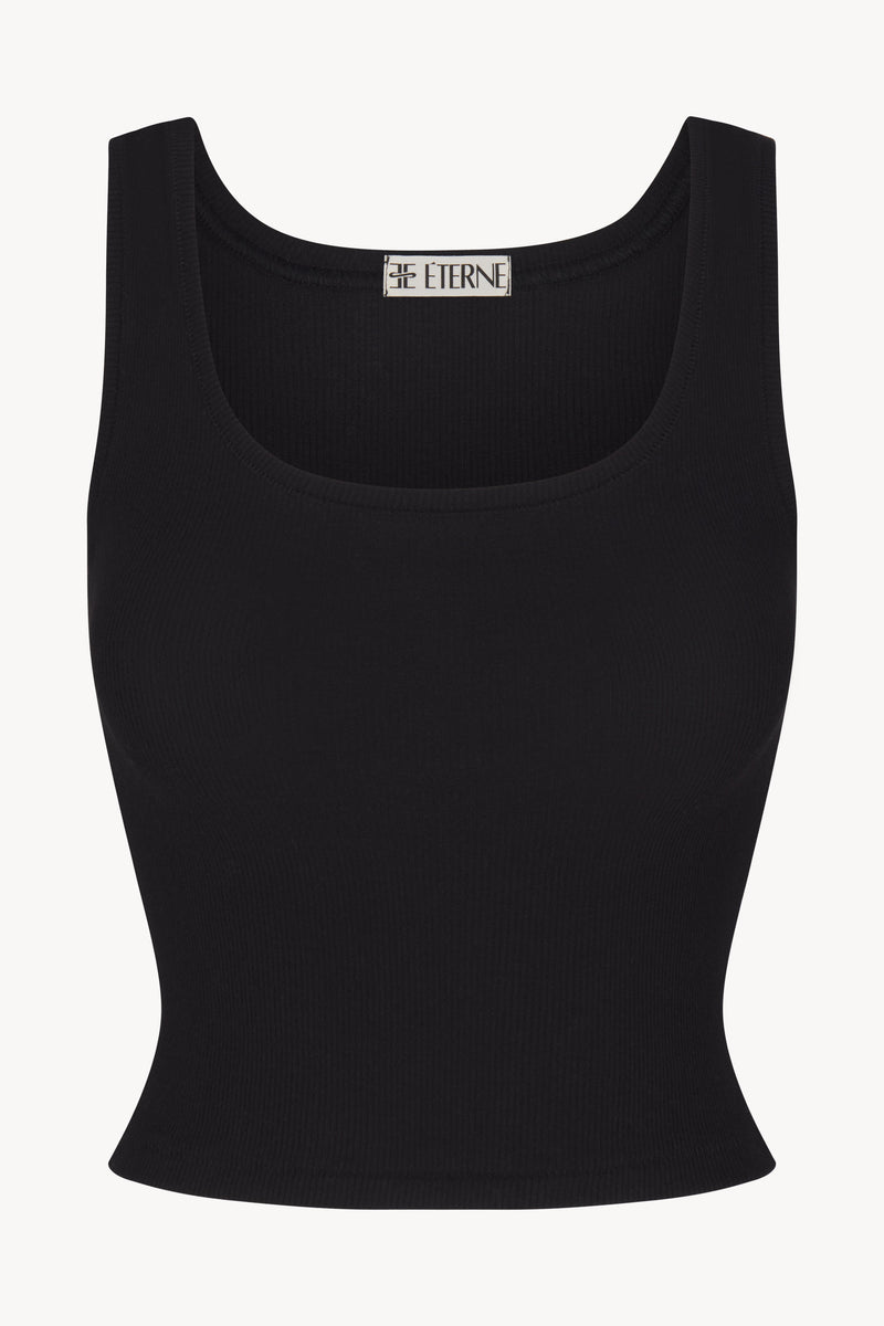 Eterne Square Neck Tank-Black