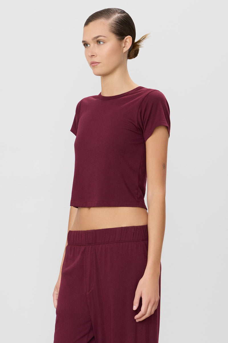 Eterne Short Sleeve Baby Tee- Oxblood