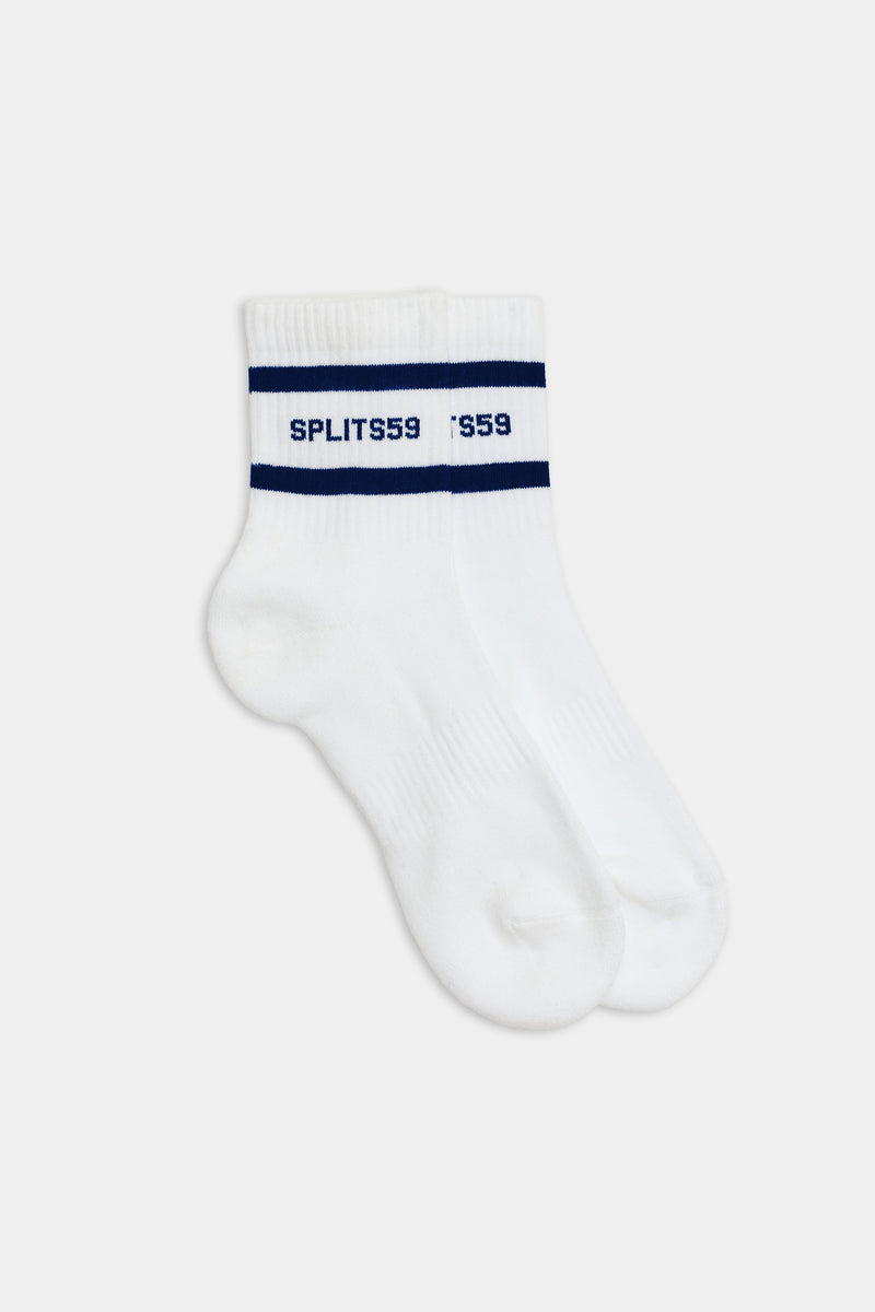 Splits59 Logo Stripe Quarter Socks-White/Indigo
