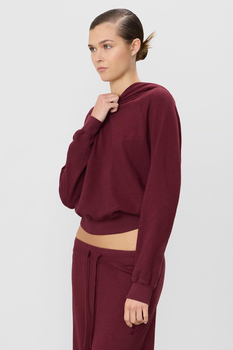 Eterne Shrunken Hoodie Sweatshirt-Oxblood