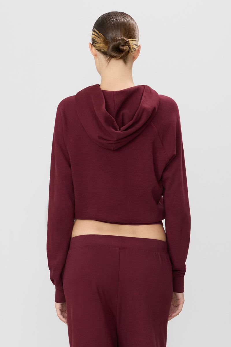 Eterne Shrunken Hoodie Sweatshirt-Oxblood