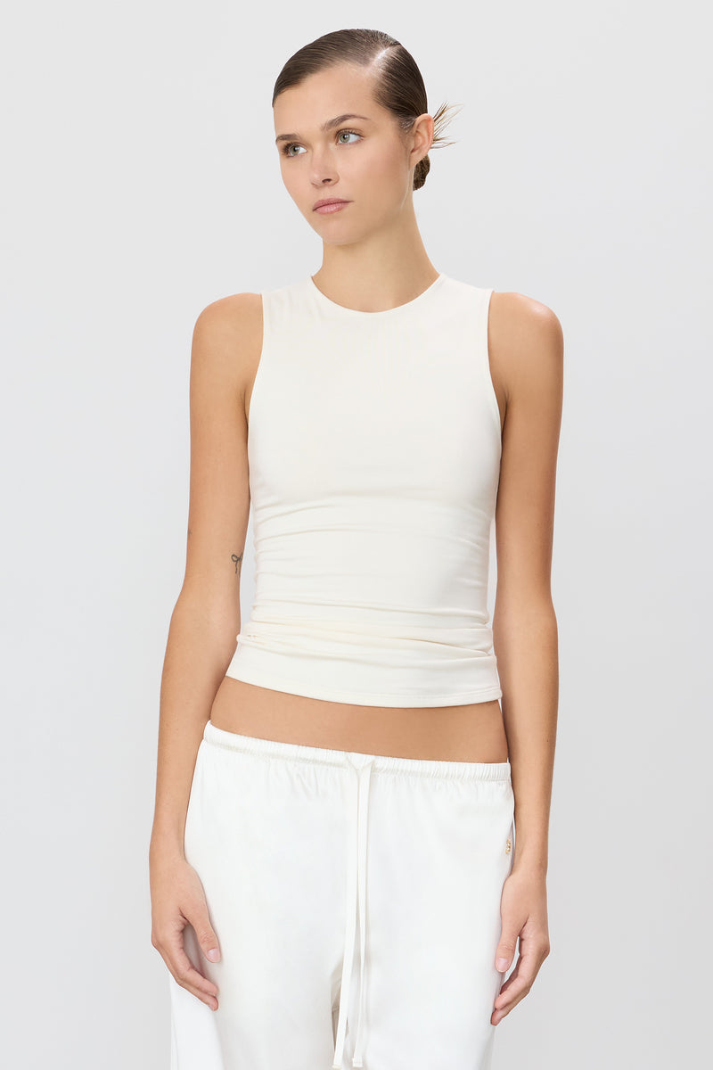 Eterne Sleeveless Crewneck Tank-Ivory