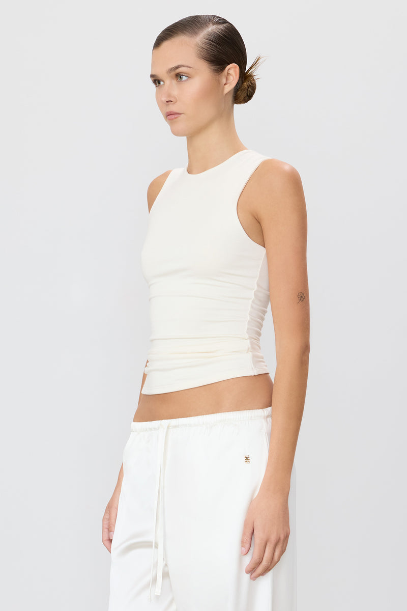 Eterne Sleeveless Crewneck Tank-Ivory