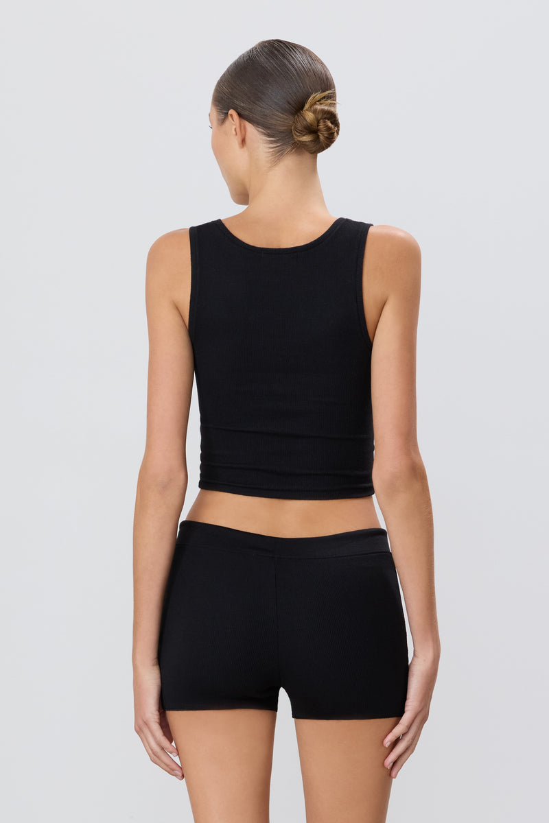Eterne Square Neck Tank-Black